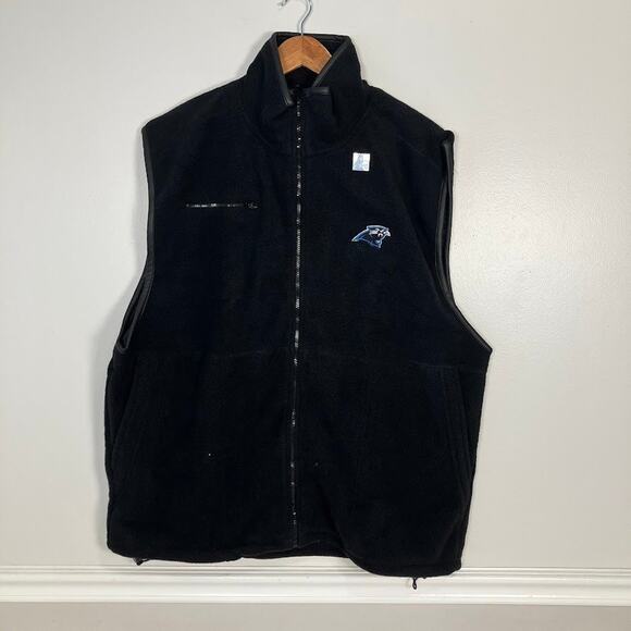 NFL Carolina Panthers On Field Full Zip Fleece Vest Black Mens Size XXL 2XL NEW - Picture 1 of 12